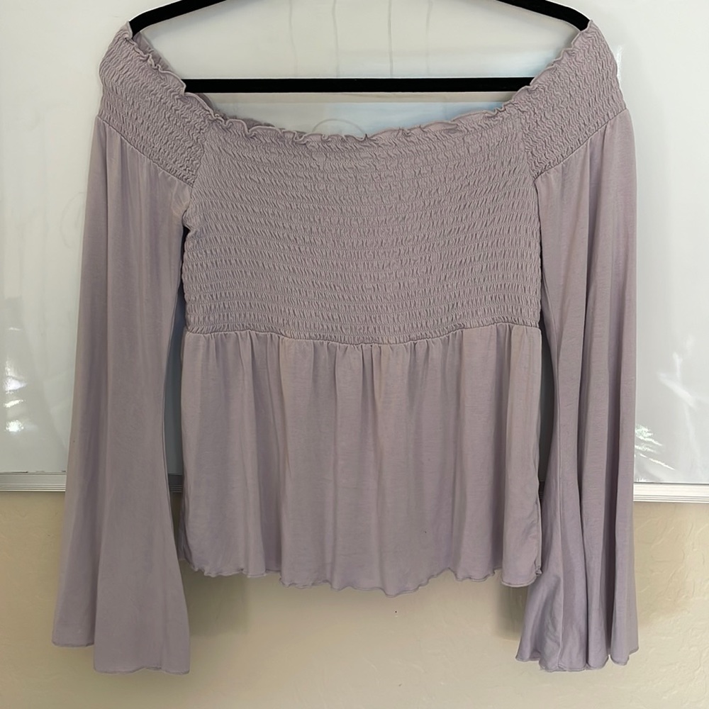 American Eagle Off-the-Shoulder Blouse, Boho-Style, Lavender, Size: Women’s M